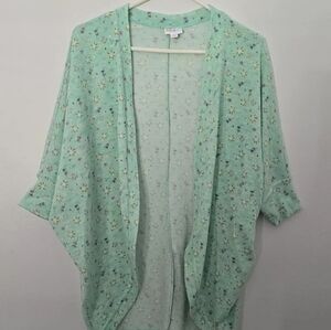 LuLaRoe Mint Green Floral Open Front Cardigan Small